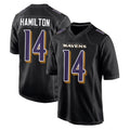 harde B.Ravens #14 Kyle Hamilton Player Black Carbon Fashion Game Home Stitched Jerseys