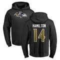 harde B.Ravens #14 Kyle Hamilton Player Black Pullover Hoodie Stitched Jerseys