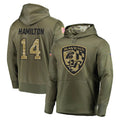 harde B.Ravens #14 Kyle Hamilton Player Olive Salute to Service Pullover Hoodie Stitched Jerseys