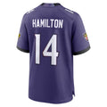 harde B.Ravens #14 Kyle Hamilton Player Purple Home Game Stitched Jerseys