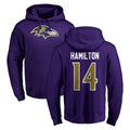 harde B.Ravens #14 Kyle Hamilton Player Purple Salute to Service Pullover Hoodie Stitched Jerseys