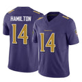 harde B.Ravens #14 Kyle Hamilton Player Purple Vapor F.U.S.E. Limited Home Game Stitched Jerseys