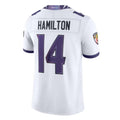 harde B.Ravens #14 Kyle Hamilton Player White Limited Elite Home Game Stitched Jerseys