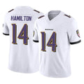 harde B.Ravens #14 Kyle Hamilton Player White Vapor F.U.S.E. Limited Elite Home Game Stitched Jerseys
