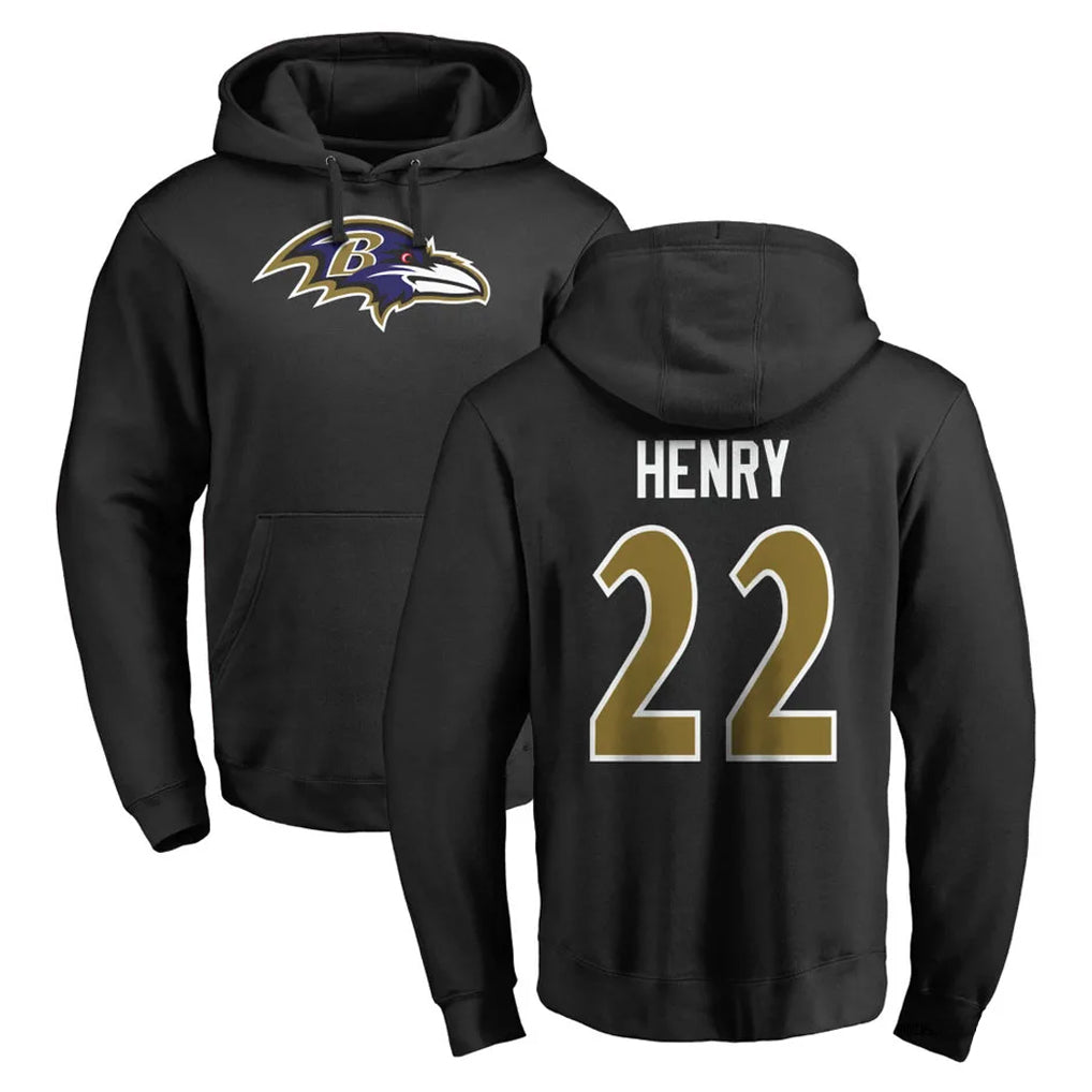 harde B.Ravens #22 Derrick Henry Player Black Pullover Hoodie Stitched Jerseys