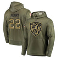 harde B.Ravens #22 Derrick Henry Player Olive Salute to Service Pullover Hoodie Stitched Jerseys
