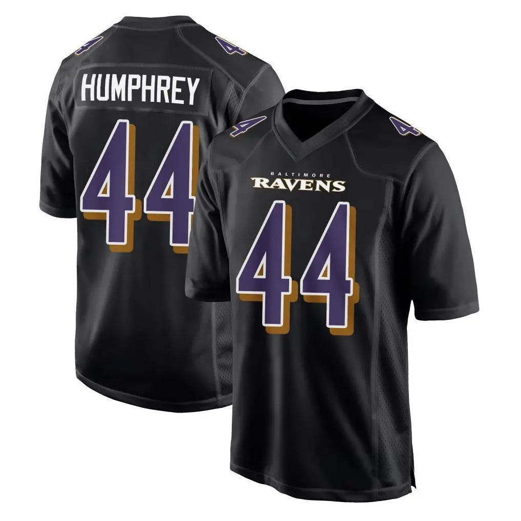 harde B.Ravens #44 Marlon Humphrey Player Carbon Black Fashion Home Game Stitched Jerseys