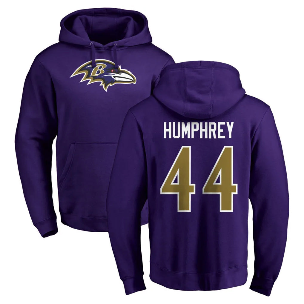 harde B.Ravens #44 Marlon Humphrey Player Purple Salute to Service Pullover Hoodie Stitched Jerseys