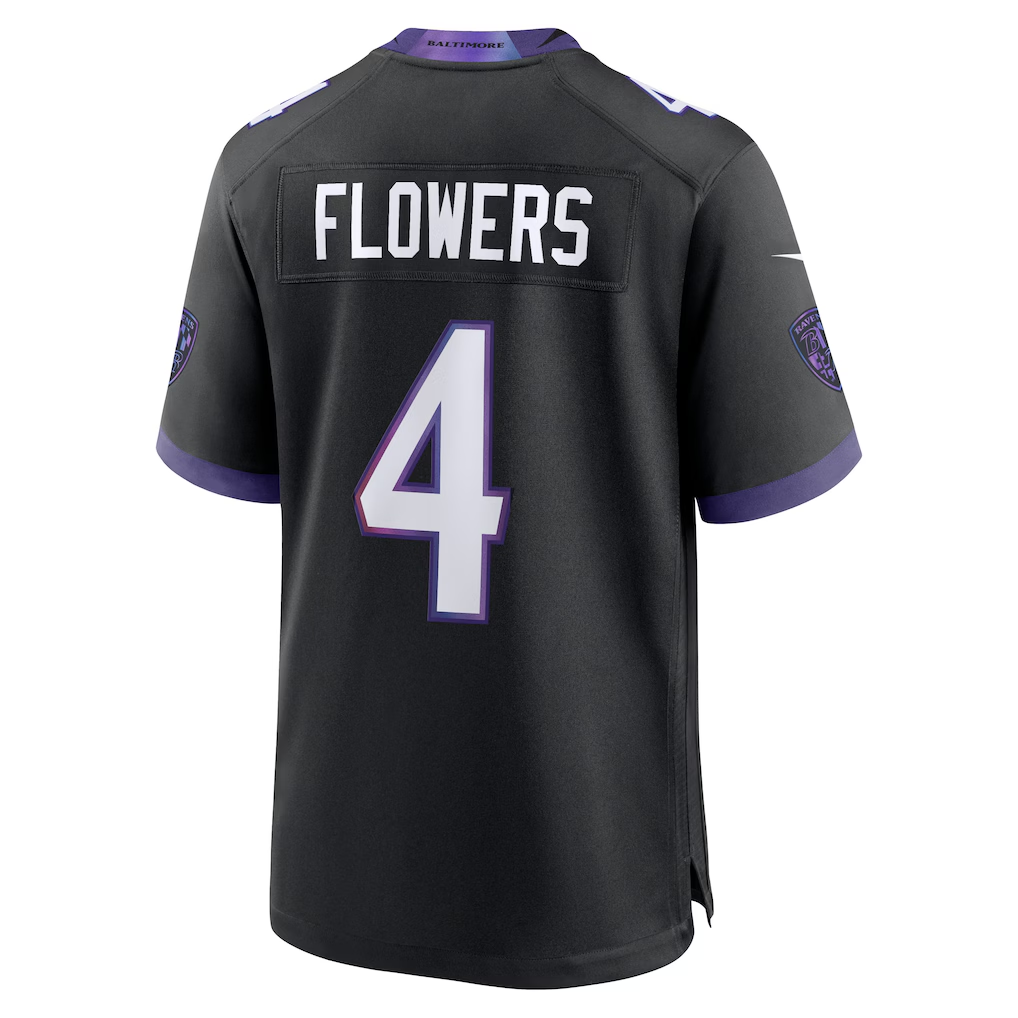 harde B.Ravens #4 Zay Flowers Black Alternate Stitched Jerseys