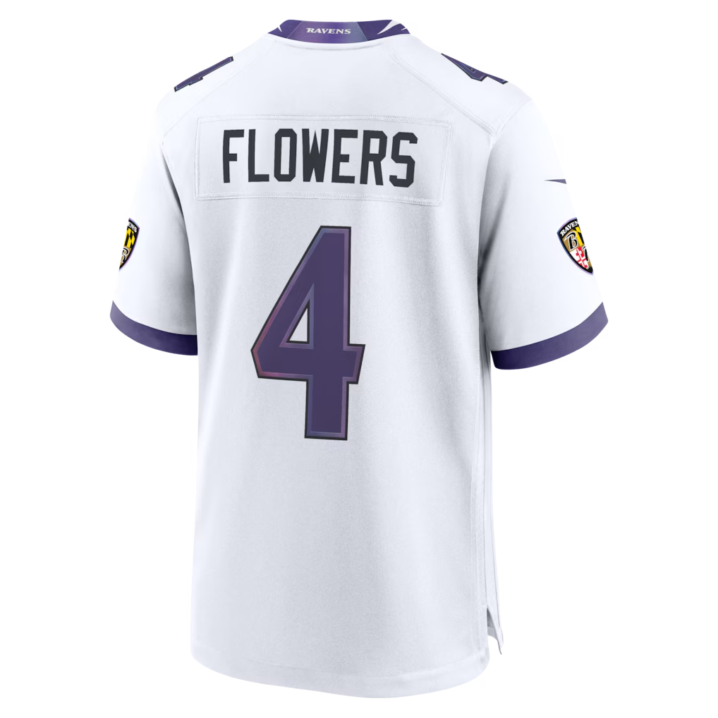 harde B.Ravens #4 Zay Flowers White Game Stitched Jerseys
