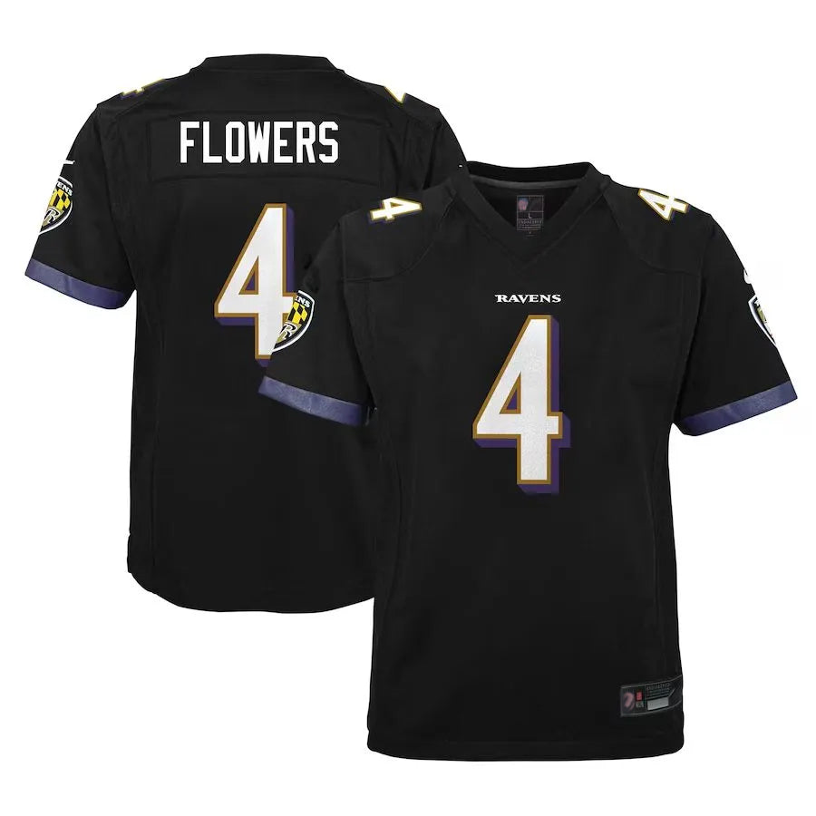 harde B.Ravens #4 Zay Flowers Player Fashion Black Game Stitched Jerseys