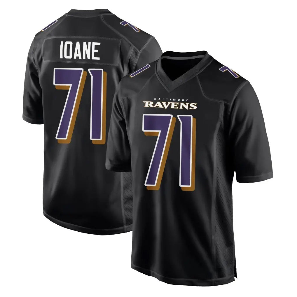 harde B.Ravens #71 Olaivavega Ioane Player Black Carbon Fashion Home Stitched Jerseys