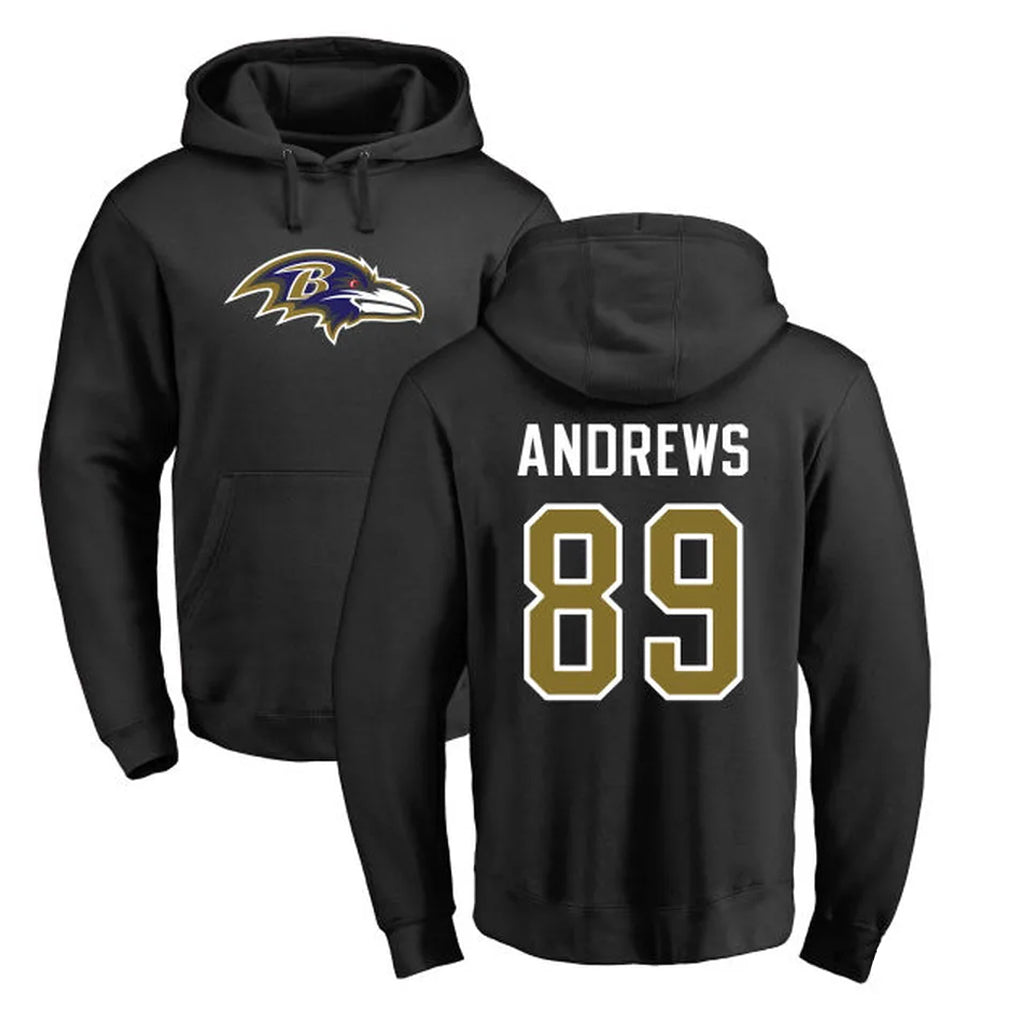harde B.Ravens #89 Mark Andrews Player Black Pullover Hoodie Stitched Jerseys