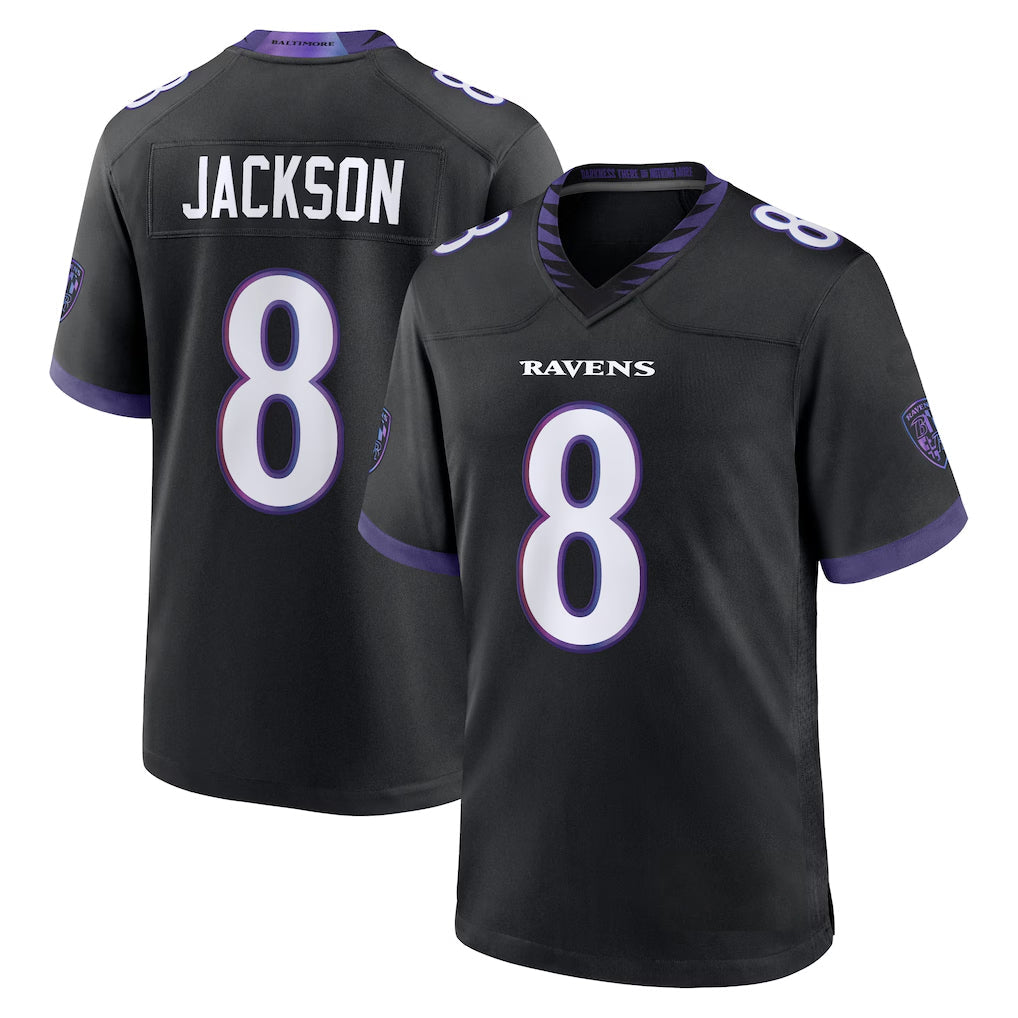 harde B.Ravens #8 Lamar Jackson Player Black Home Game Stitched Jerseys
