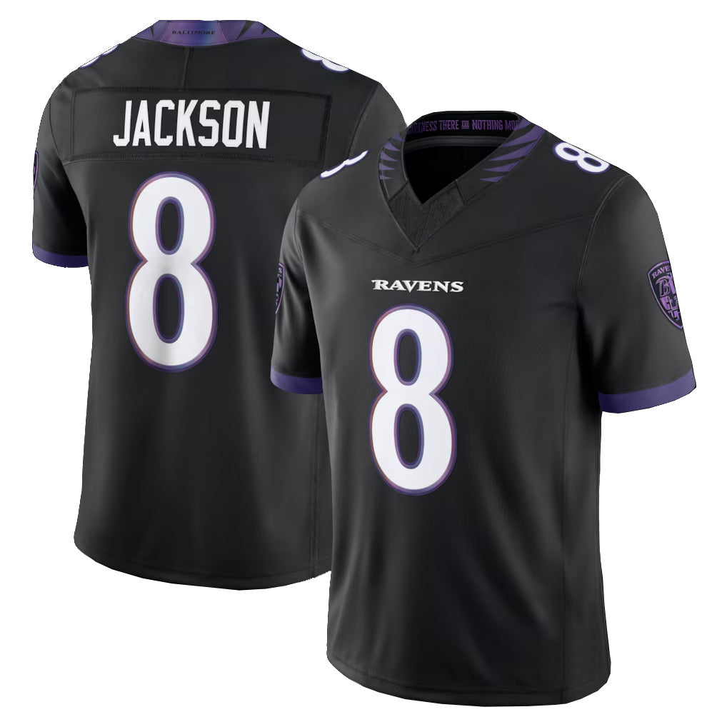 harde B.Ravens #8 Lamar Jackson Player Black Limited Elite Home Game Stitched Jerseys