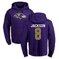 harde B.Ravens #8 Lamar Jackson Player Purple Salute to Service Pullover Hoodie Stitched Jerseys