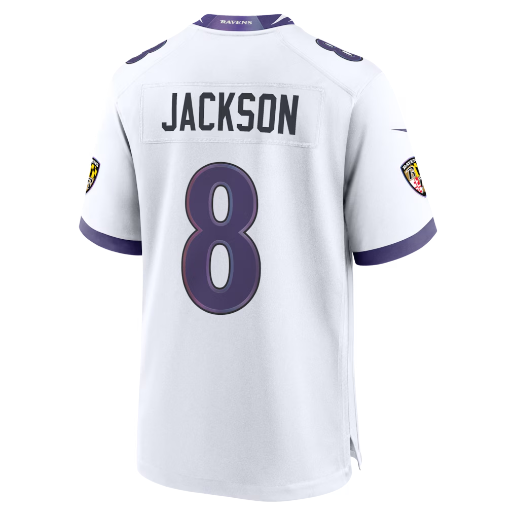 harde B.Ravens #8 Lamar Jackson White Game Stitched Jerseys