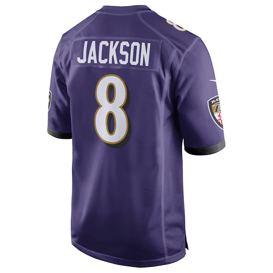 harde B.Ravens #8 Lamar Jackson Player Purple Game Stitched Jerseys