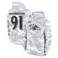 harde B.Ravens #91 Trey Hendrickson Player Arctic Camo Salute To Service Hoodie Stitched Jerseys
