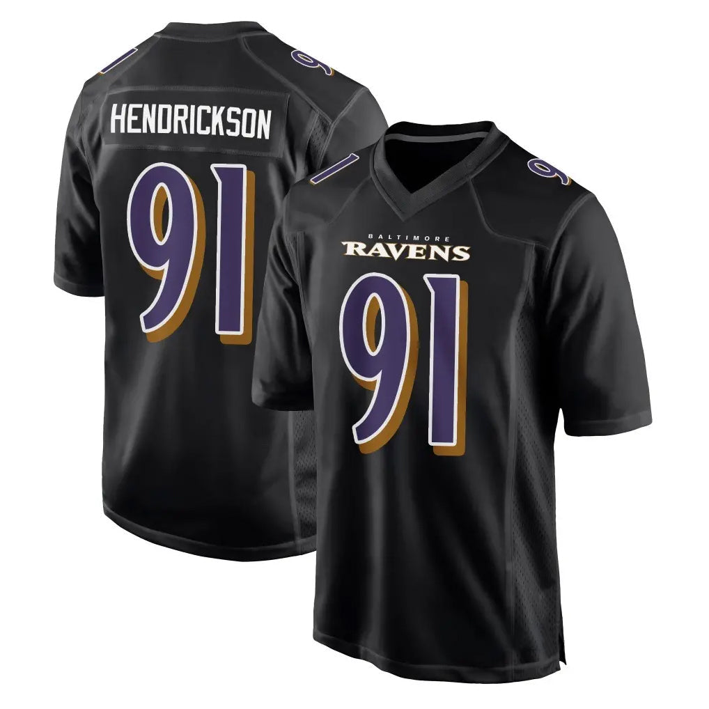 harde B.Ravens #91 Trey Hendrickson Player Black Carbon Fashion Home Stitched Jerseys