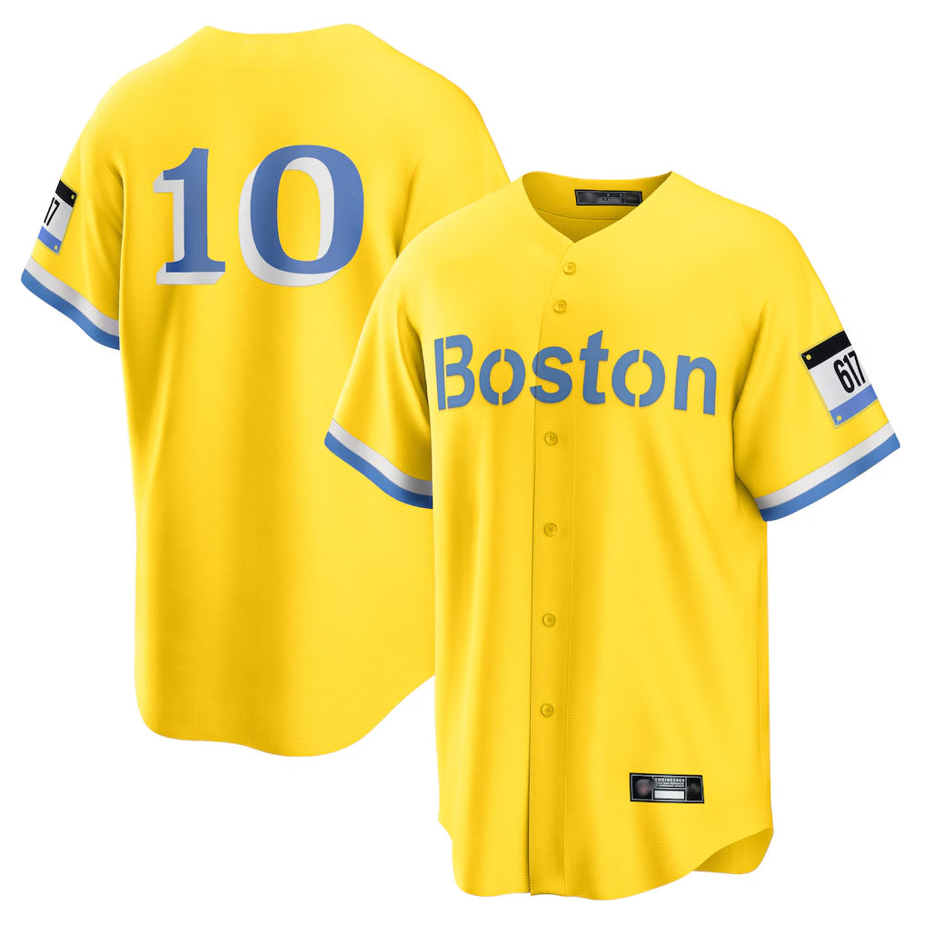 harde B.Red Sox #10 Trevor Story Player Yellow Home Game Stitched Jerseys