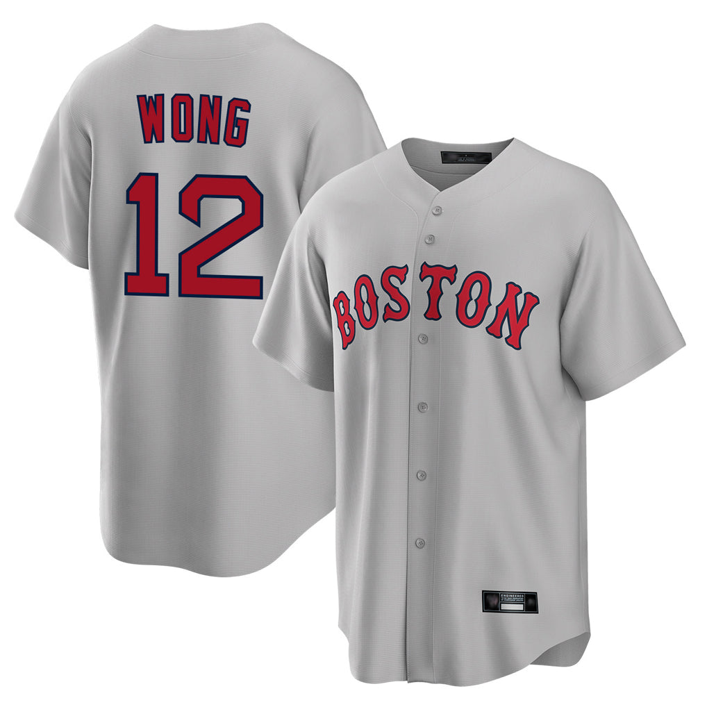 harde B.Red Sox #12 Connor Wong Player Gray Road Home Game Stitched Jerseys