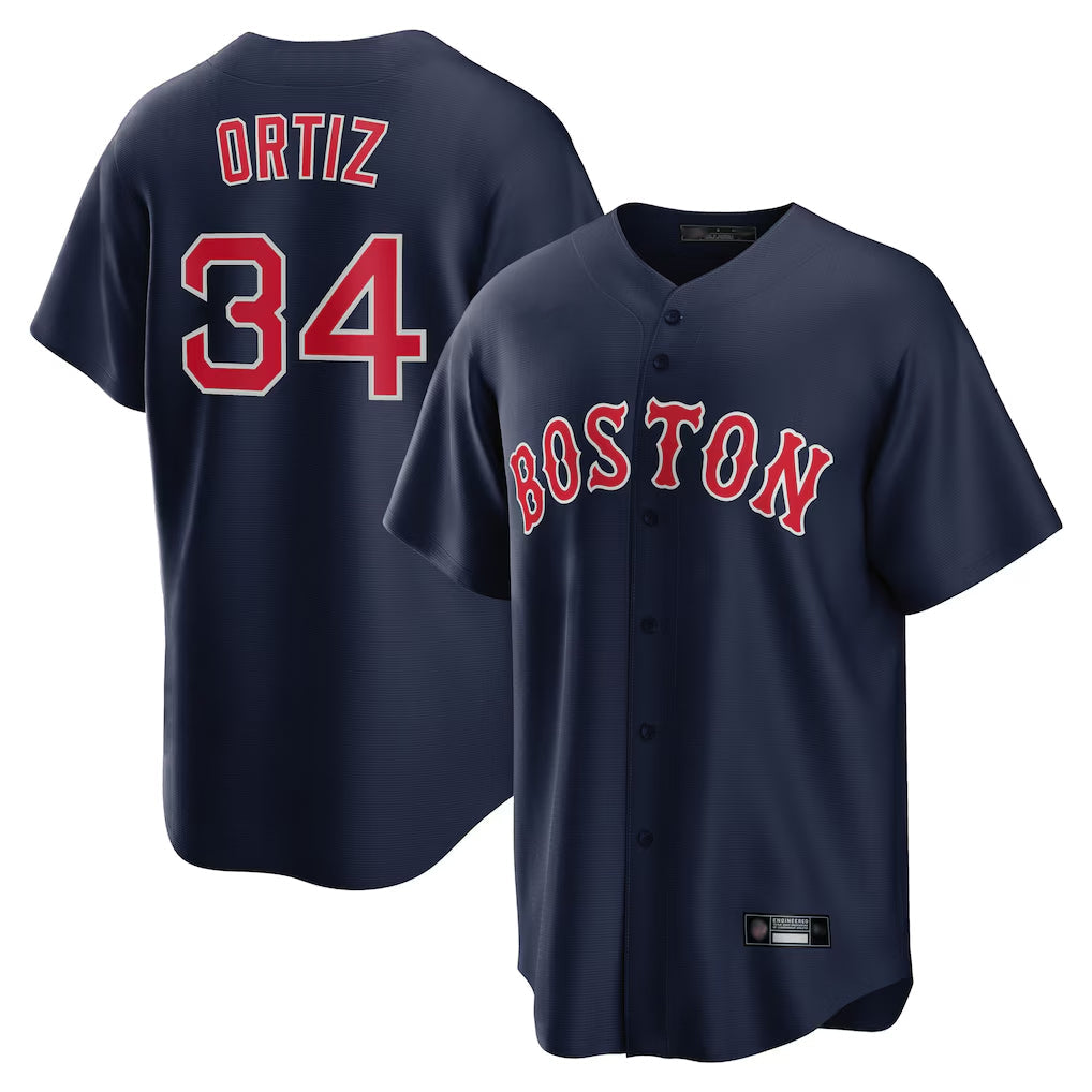 harde B.Red Sox #34 David Ortiz Player Navy Home Game Stitched Jerseys