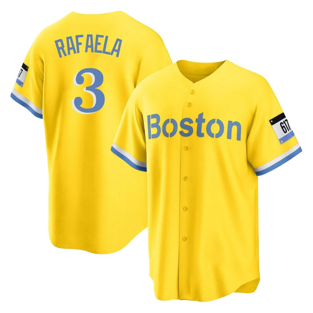 harde B.Red Sox #3 Ceddanne Rafaela Player Yellow Home Game Stitched Jersey