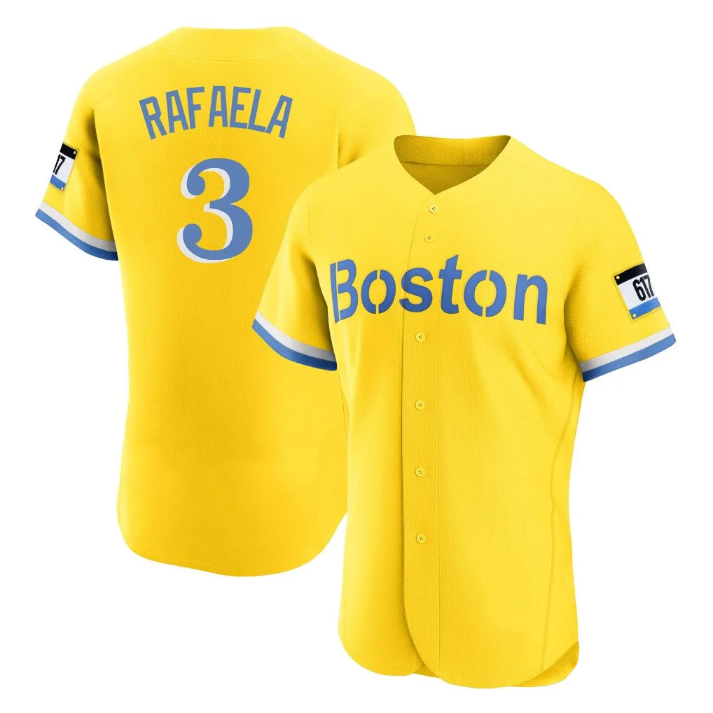 harde B.Red Sox #3 Ceddanne Rafaela Player Yellow Limited Elite Home Game Stitched Jersey