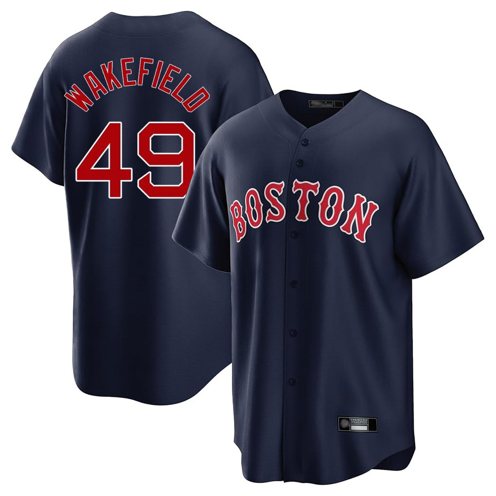 harde B.Red Sox #49 Tim Wakefield Player Navy Home Game Stitched Jerseys