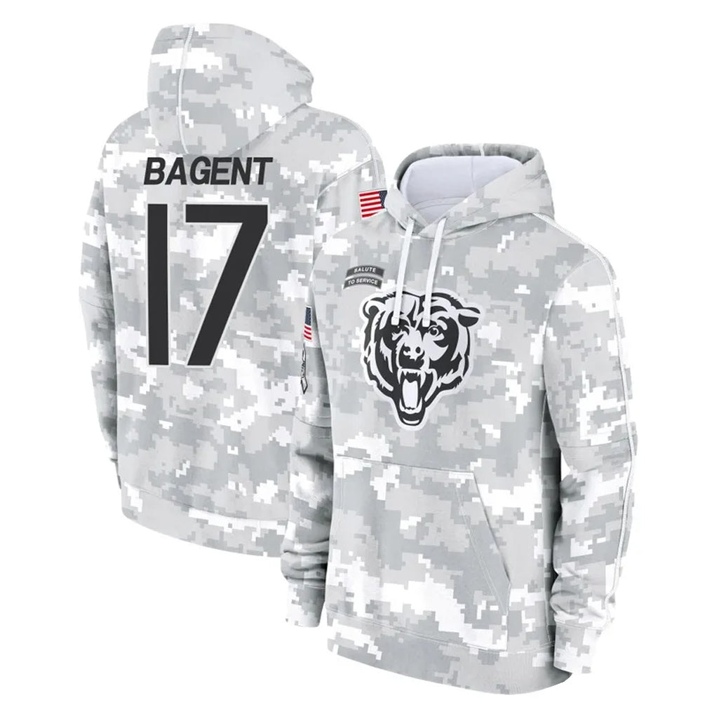 harde C.Bears #17 Tyson Bagent Player Arctic Camo Salute to Service Pullover Hoodies Limited Stitched Jerseys