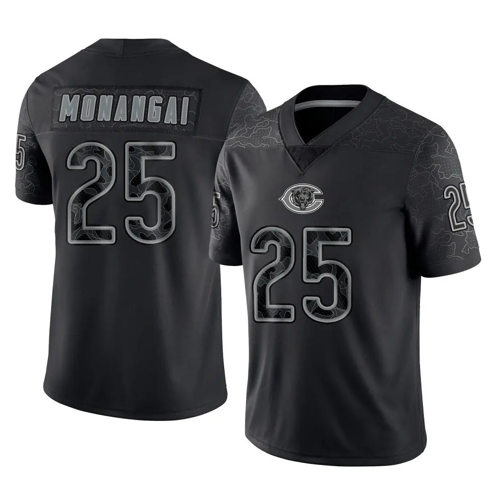 harde C.Bears #25 Kyle Monangai Player Black REFLECTIVE Limited Game Stitched Jerseys