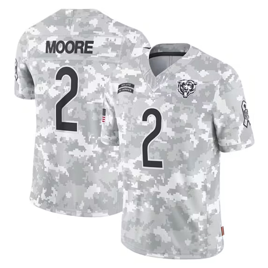 harde C.Bears #2 D.J. Moore Player White Arctic Camo Salute to Service Limited Stitched Jerseys