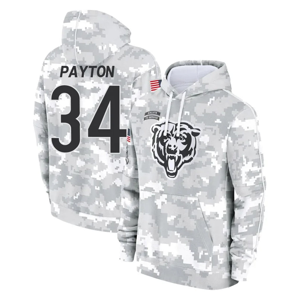 harde C.Bears #34 Walter Payton Player Arctic Camo Salute to Service Pullover Hoodies Limited Stitched Jerseys