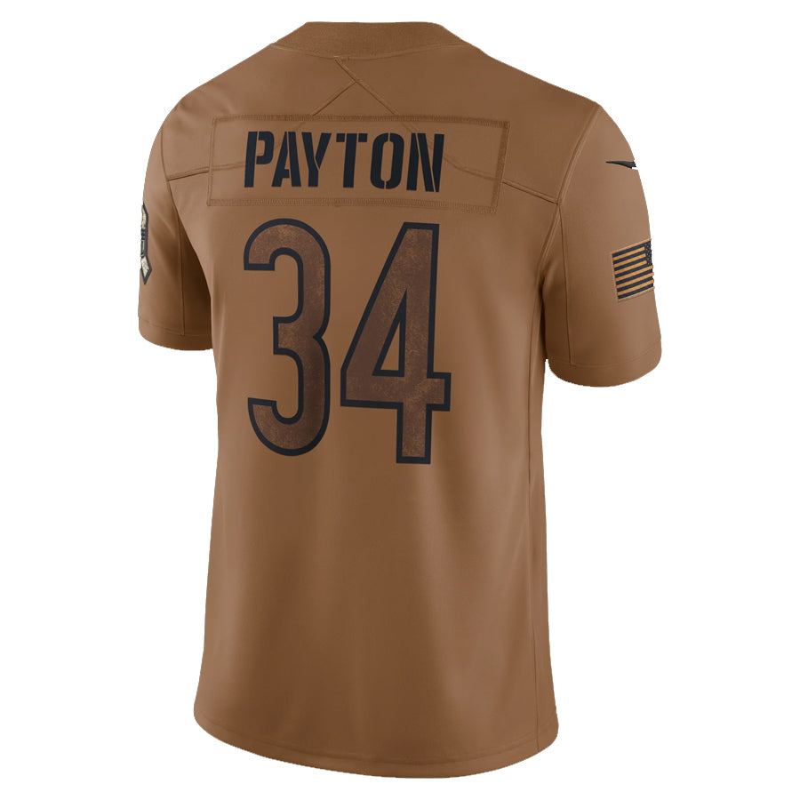 harde C.Bears #34 Walter Payton Player Brown Salute To Service Limited Stitched Jerseys