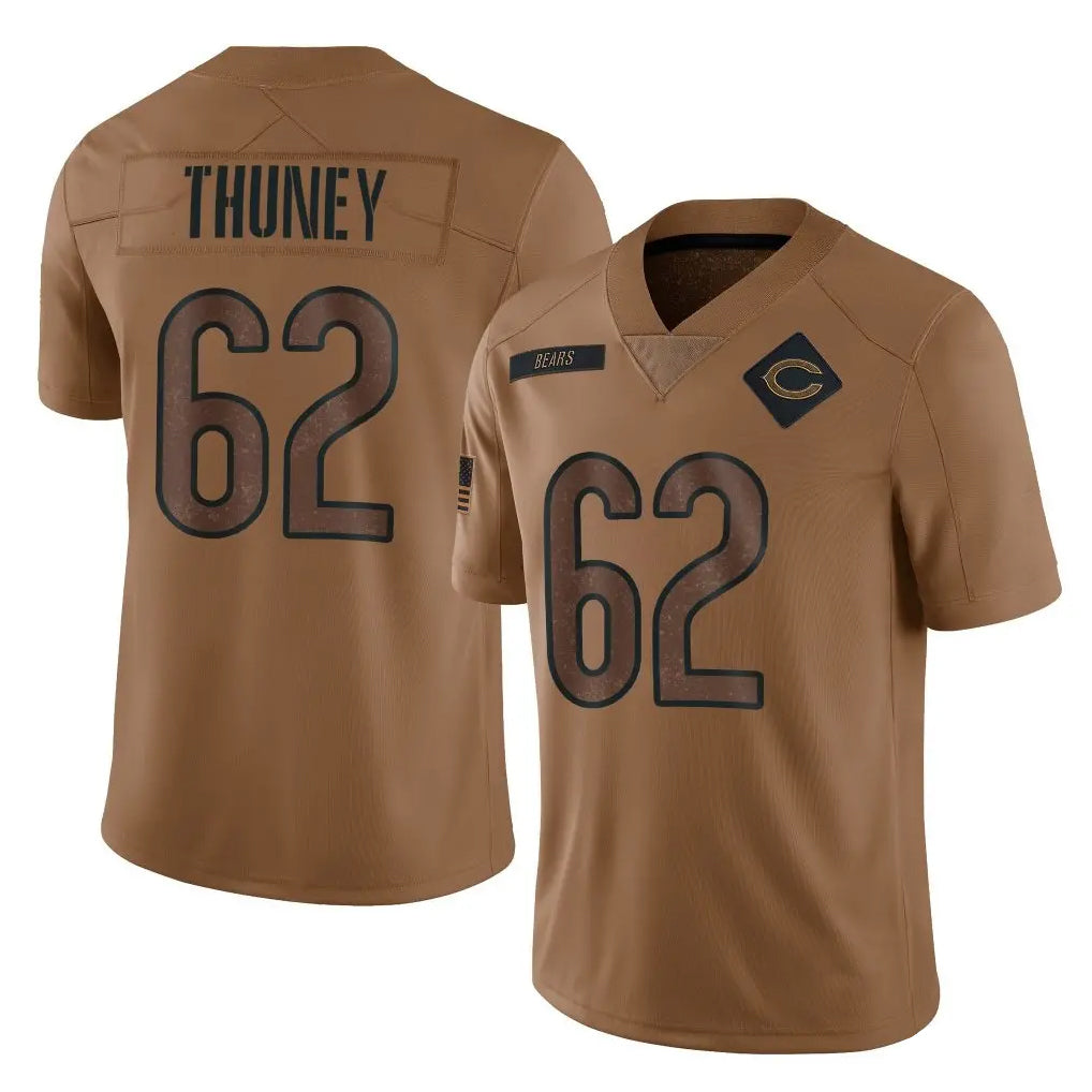 harde C.Bears #62 Joe Thuney Player Brown Salute to Service Limited Stitched Jerseys
