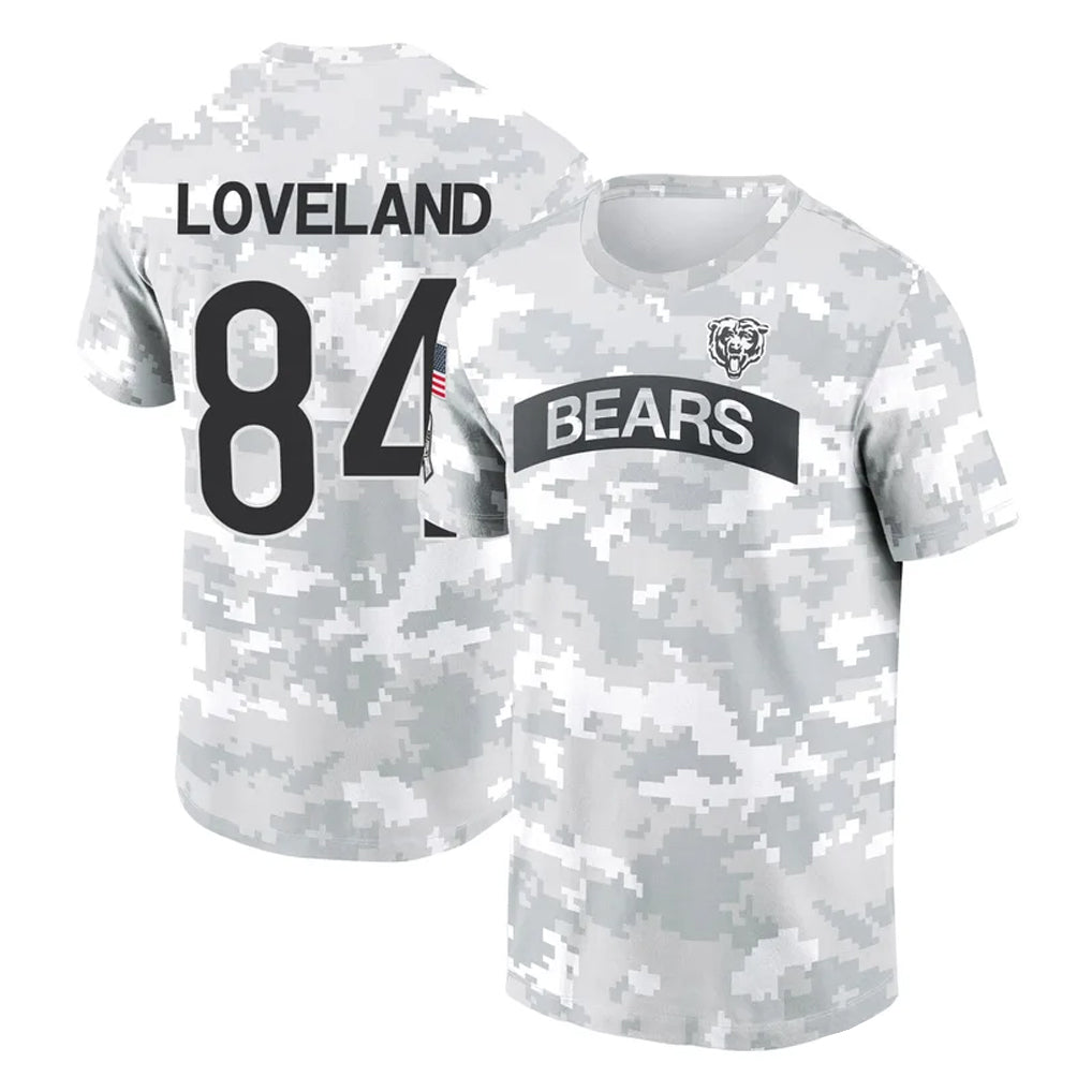 harde C.Bears #84 Colston Loveland Player Arctic Camo Salute to Service Performance T-Shirt Limited Stitched Jerseys