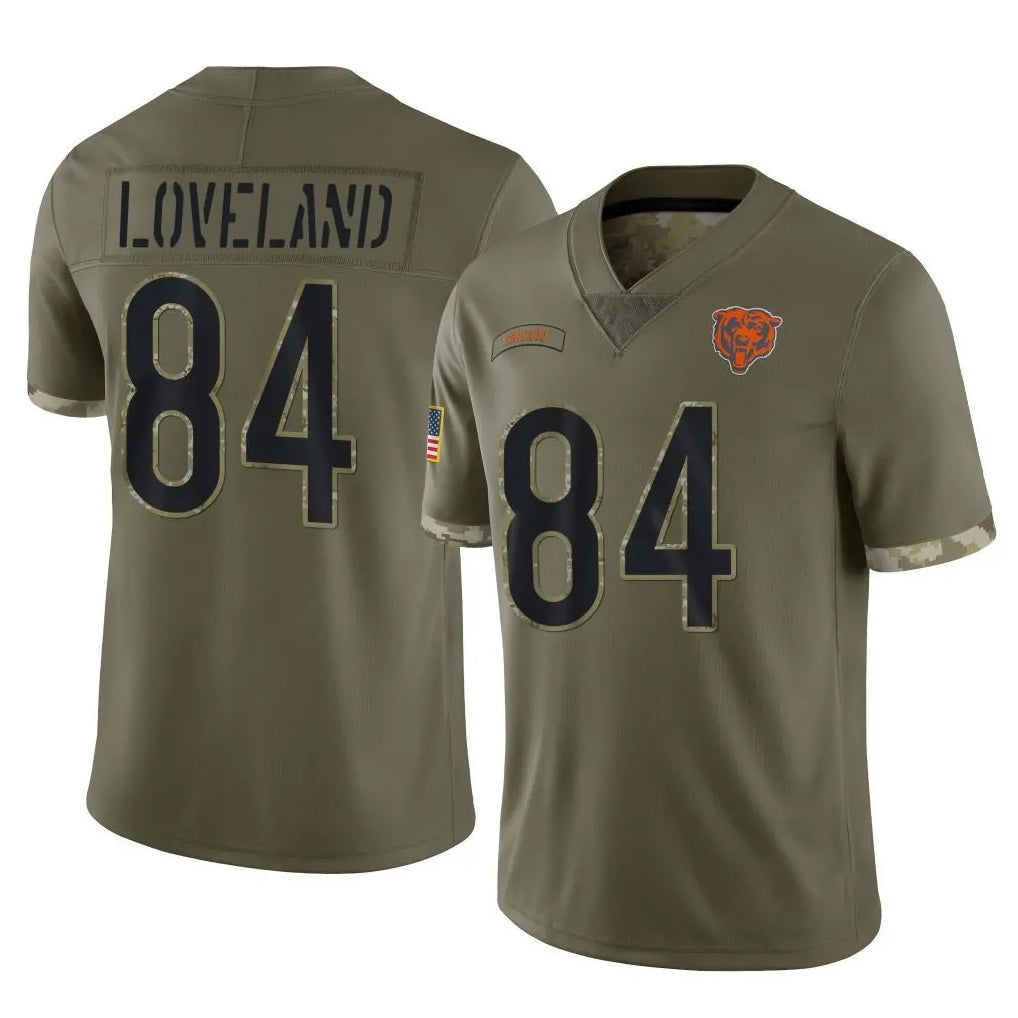 harde C.Bears #84 Colston Loveland Player Olive Salute to Service Limited Game Stitched Jerseys
