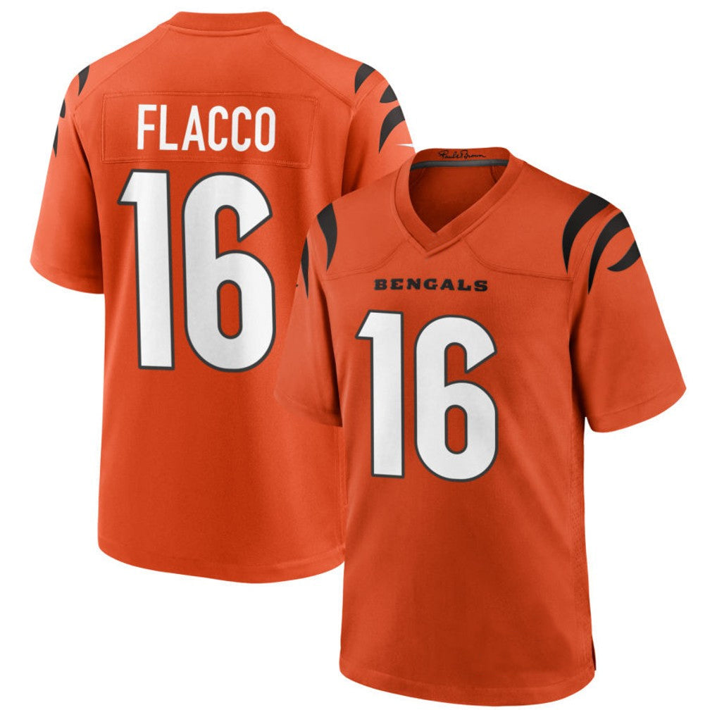 harde C.Bengals #16 Joe Flacco Player Orange Home Game Stitched Jerseys