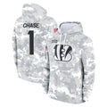 harde C.Bengals #1 Ja'Marr Chase Player Arctic Camo Salute to Service Pullover Hoodie Limited Stitched Jerseys
