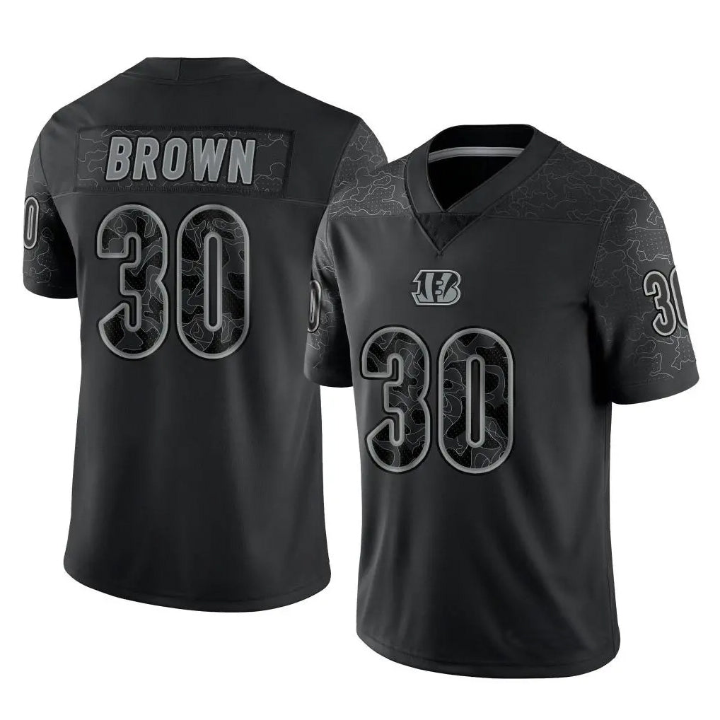 harde C.Bengals #30 Chase Brown Player Black RFLCTV Limited  Stitched Jerseys