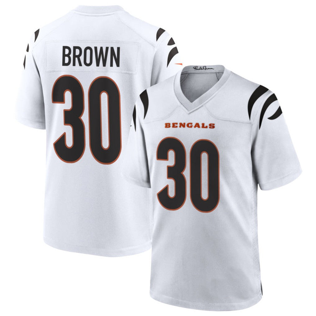 harde C.Bengals #30 Chase Brown Player White Home Game Stitched Jerseys