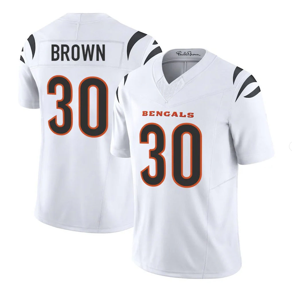 harde C.Bengals #30 Chase Brown Player White Vapor F.U.S.E. Limited Home Game Stitched Jerseys