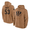 harde C.Bengals #53 Boye Mafe Player Brown Salute to Service Pullover Hoodie Limited Stitched Jerseys