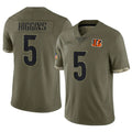 harde C.Bengals #5 Tee Higgins Player Olive Salute to Service Limited Game Stitched Jerseys