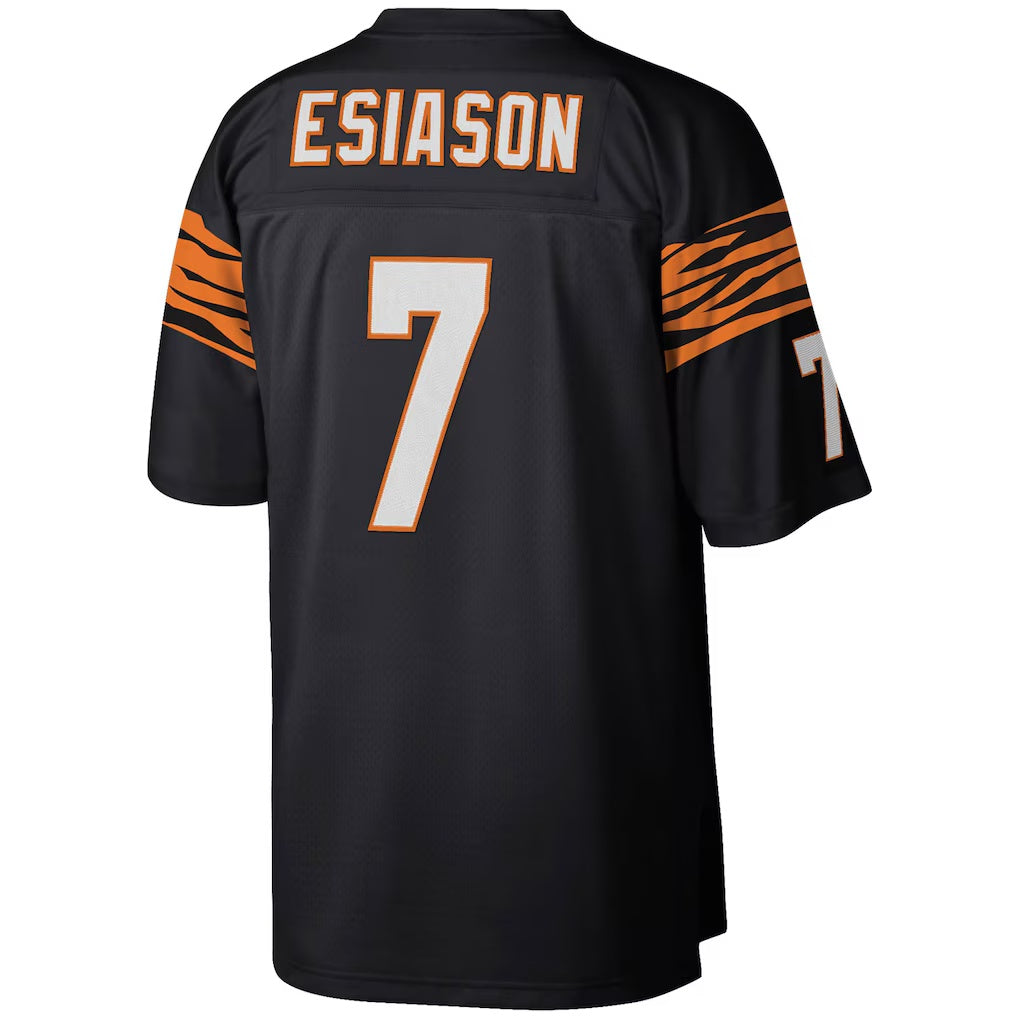 harde C.Bengals #7 Boomer Esiason Mitchell & Ness Black Legacy Replica Stitched Jerseys