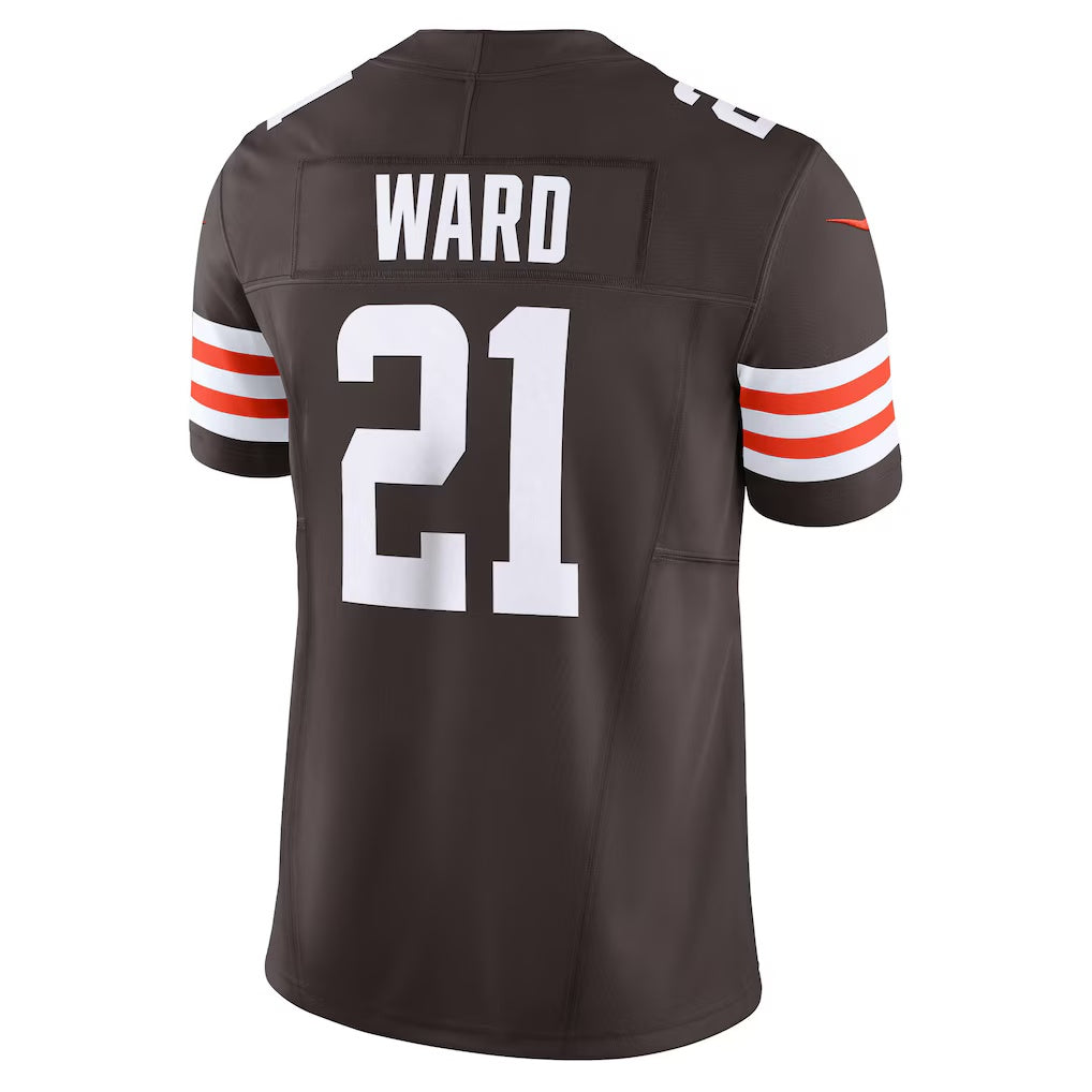 harde C.Browns #21 Denzel Ward Brown Vapor F.U.S.E. Limited Stitched Jerseys