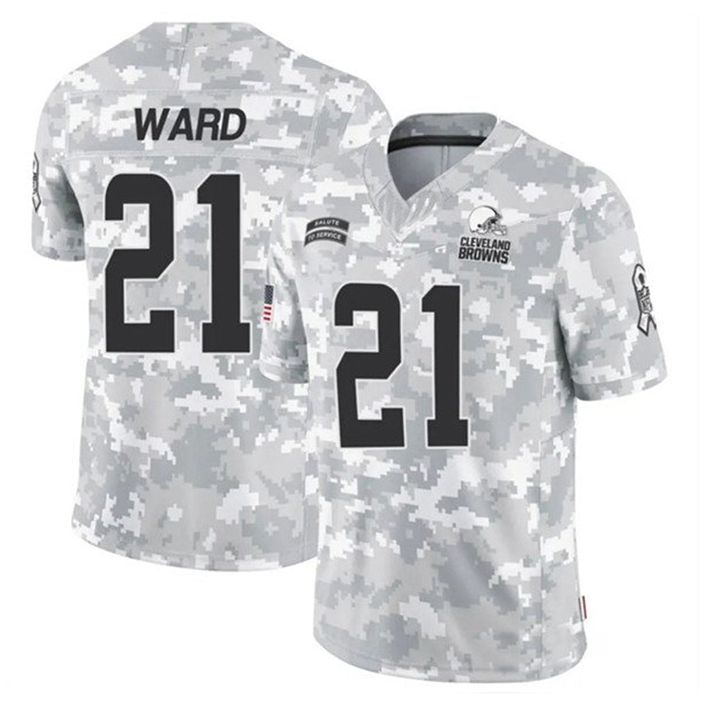 harde C.Browns #21 Denzel Ward Player Arctic Camo Salute to Service Limited Football Jerseys