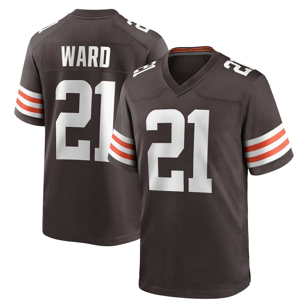 harde C.Browns #21 Denzel Ward Player Brown Home Game Football Jerseys