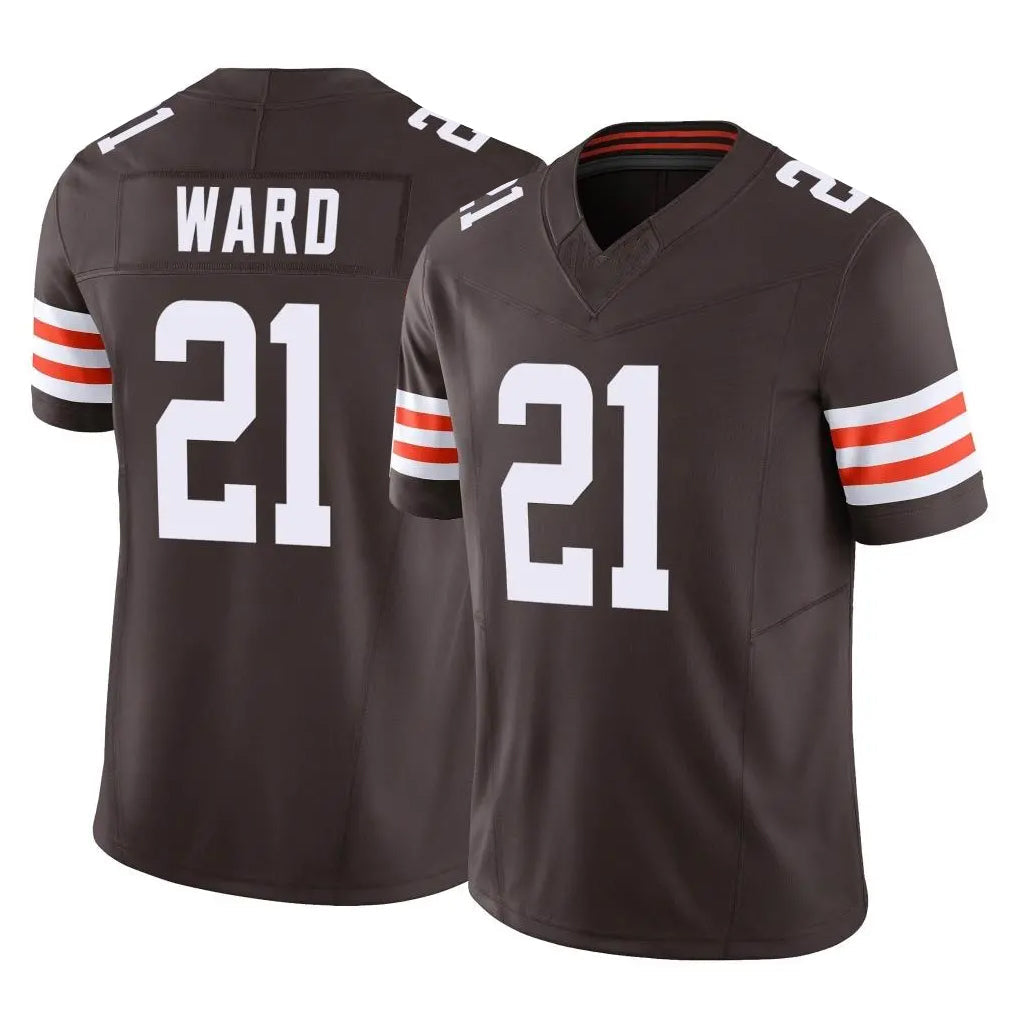 harde C.Browns #21 Denzel Ward Player Brown Vapor F.U.S.E. Limited Home Game Stitched Jerseys